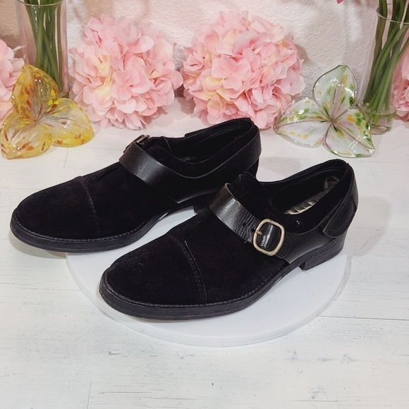 Pedro Garcia Shoes - Pedro Garcia Black Suede/Leather Sling Back Buckle Shoes Size 39 9.5 US